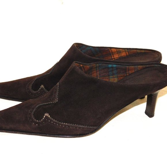 Aquatalia By Marvin K Made In Italy Suede Leather Heels Size 9 Slip On Western - Picture 7 of 12